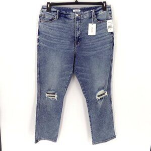 Good American Good Curve Straight Jeans Size 16 high-rise Med blue wash